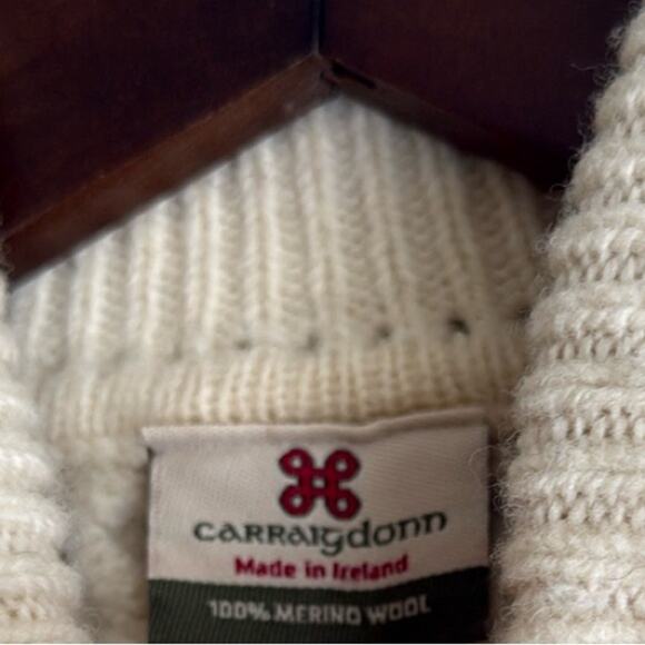 Carraig Donn White Cable Knit Wool Sweater Sz M - Picture 2 of 4